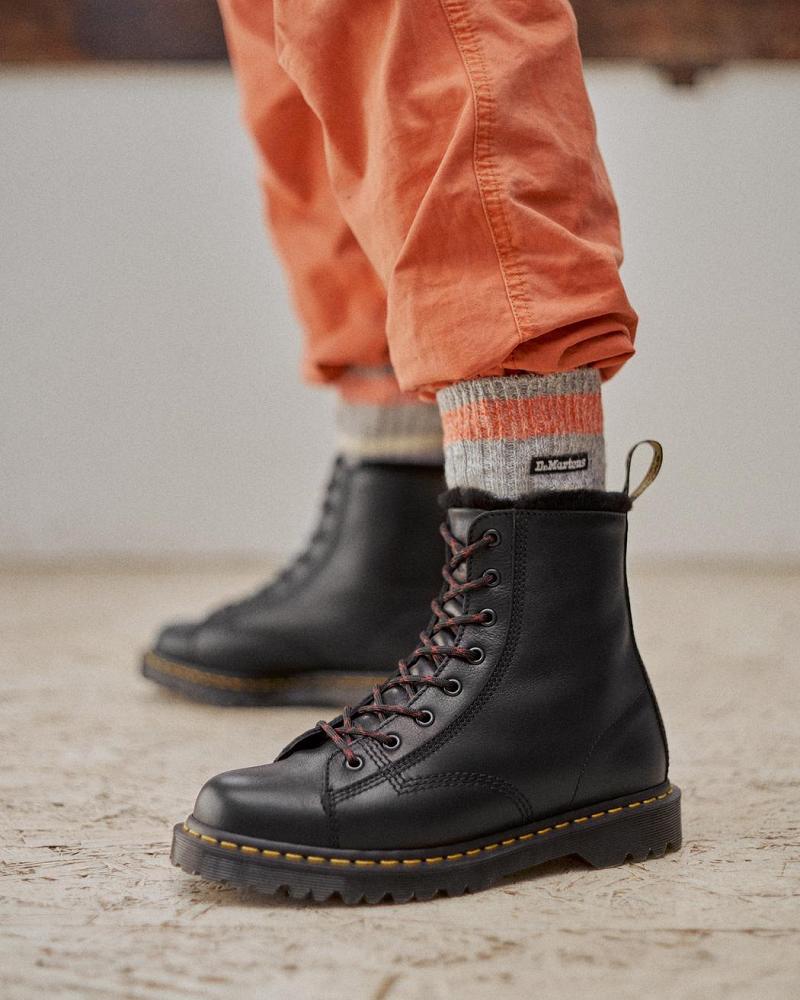 Dr Martens Barton Made in England Shearling Gevoerde Leren Enkellaars Heren Zwart | NL 368OKI